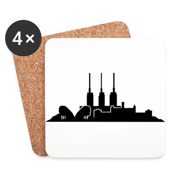 Hannover // Skyline // Silhouette // Skylineshirt - Untersetzer (4er-Set) - Weiß - Vorne
