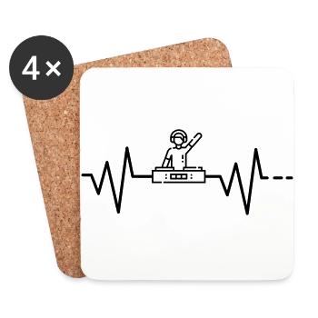 Heartbeat DJ, Music, EDM, Music Party Disco, Club - Coasters (set of 4) - white - Front