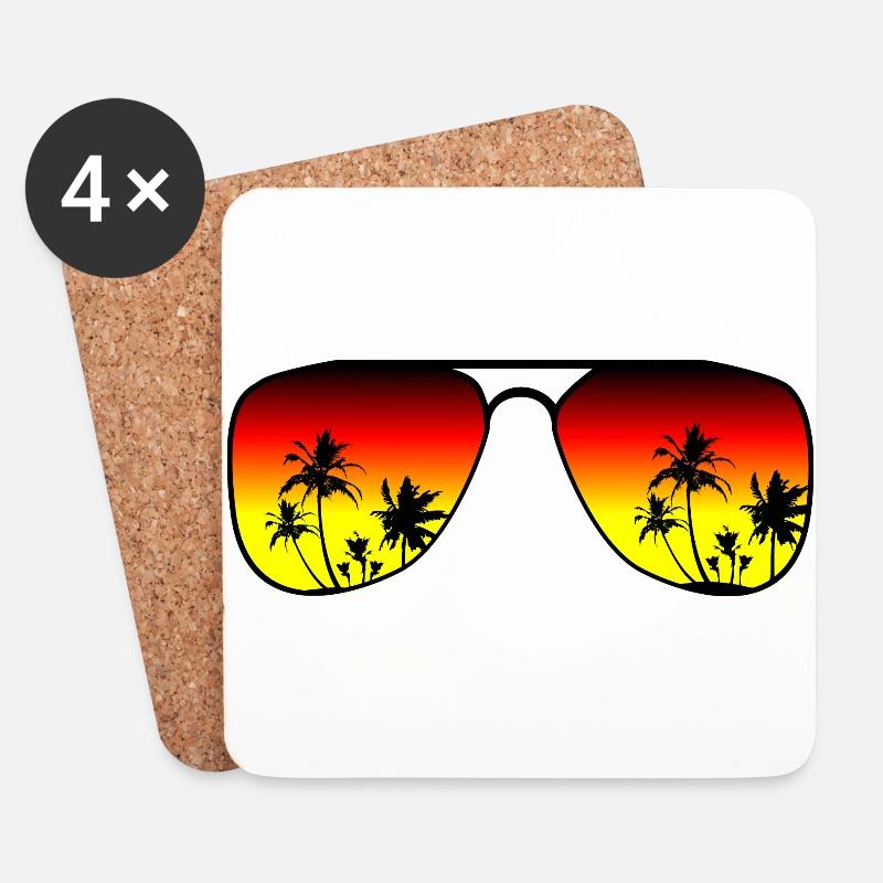 Sonnenbrille - Untersetzer (4er-Set) - Weiß