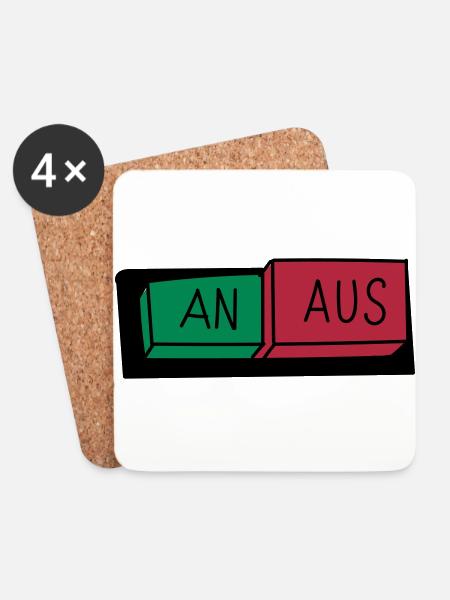 An / Aus Schalter - Untersetzer (4er-Set) - Weiß