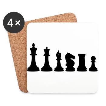 Schach, Schachfiguren - Untersetzer (4er-Set) - Weiß - Vorne