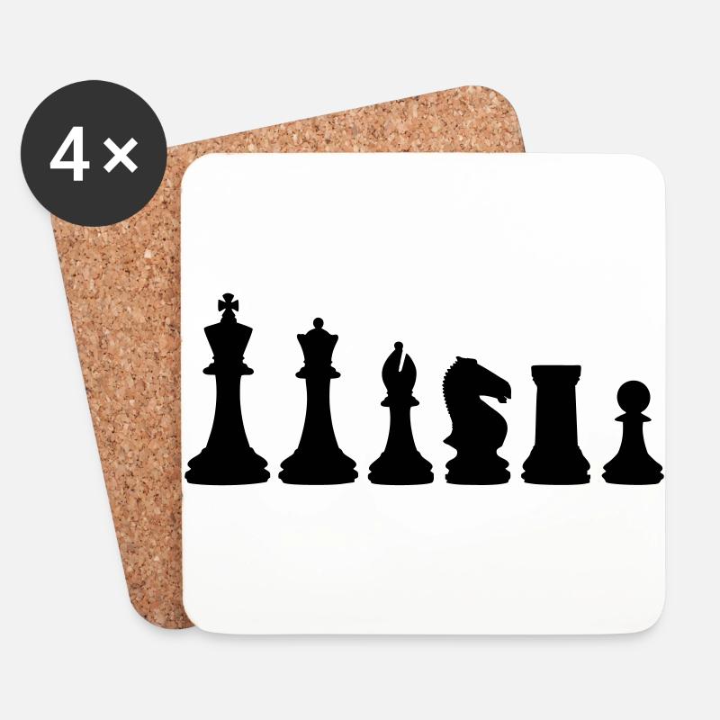 Chess, chess pieces - Coasters (set of 4) - white