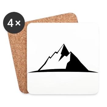 Silhouette, montagne, chaîne de montagnes, randonnée, nature, alpinisme - Dessous de verre (lot de 4) - blanc - Devant