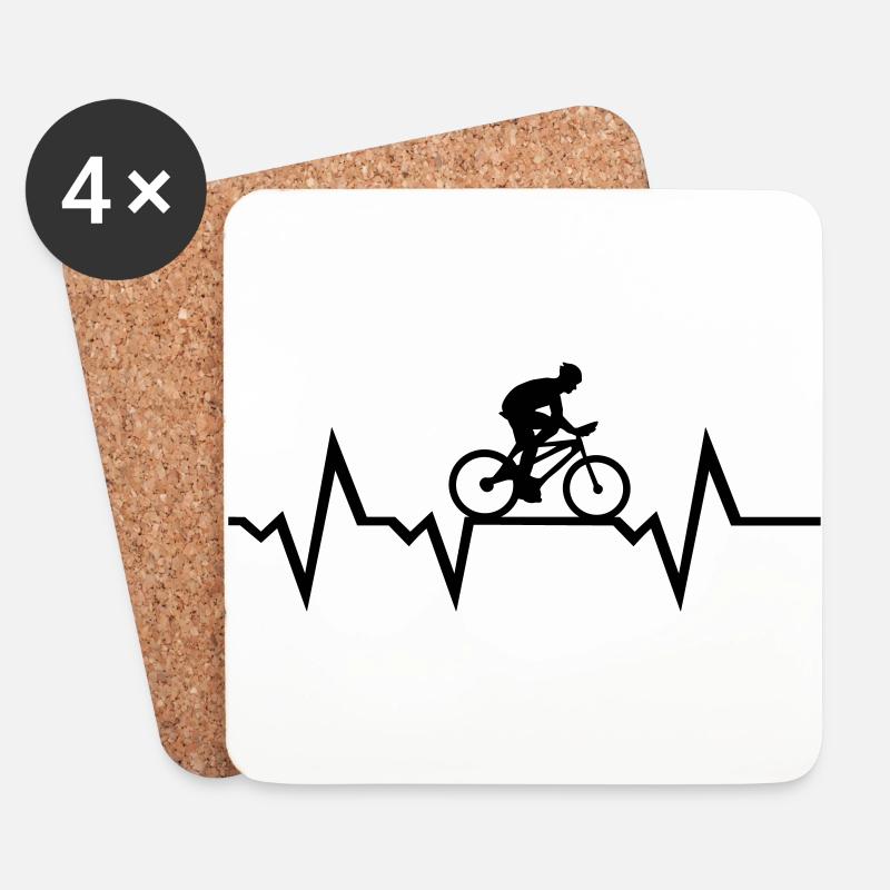 Herzschlag und Radfahrer, radfahren - Untersetzer (4er-Set) - Weiß