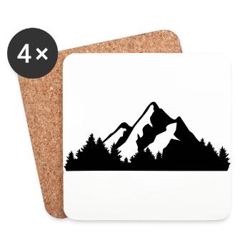 Berge und Wald - Untersetzer (4er-Set) - Weiß - Vorne