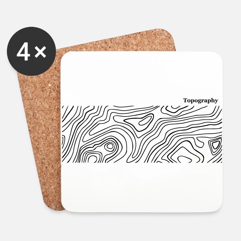 Topografie - Untersetzer (4er-Set) - Weiß