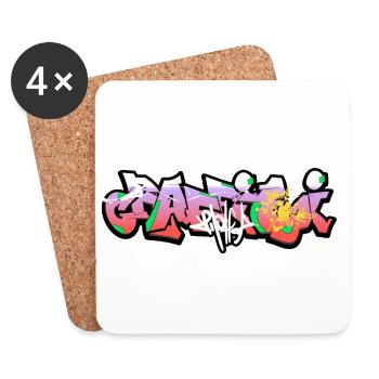 Style graffiti Splash hip hop couleurs peintre couleur - Dessous de verre (lot de 4) - blanc - Devant