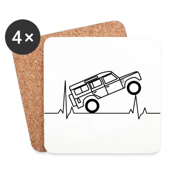 Defender ECG Heartbeat Offroad - Coasters (set of 4) - white - Front