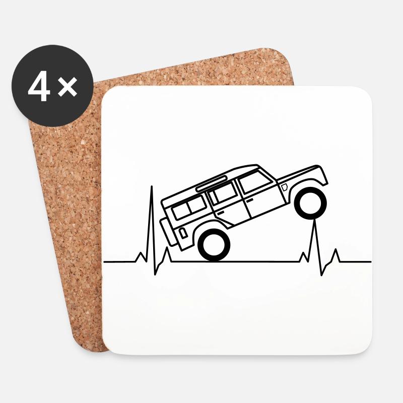 Defender EKG Herzschlag Offroad - Untersetzer (4er-Set) - Weiß