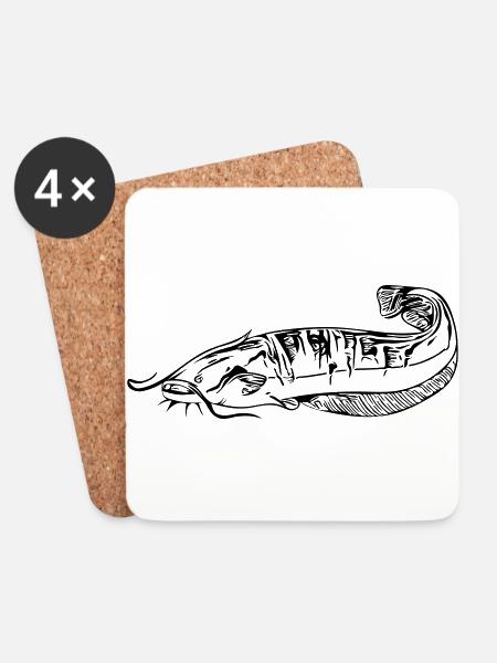 Catfish - catfish fishing - Coasters (set of 4) - white
