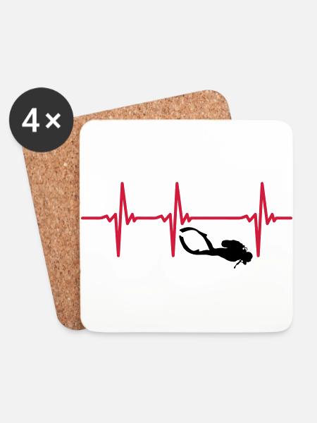 Heartbeat scuba diving - scuba diving - Coasters (set of 4) - white