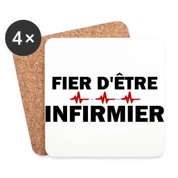 fier d'être infirmier - Dessous de verre (lot de 4) - blanc - Devant