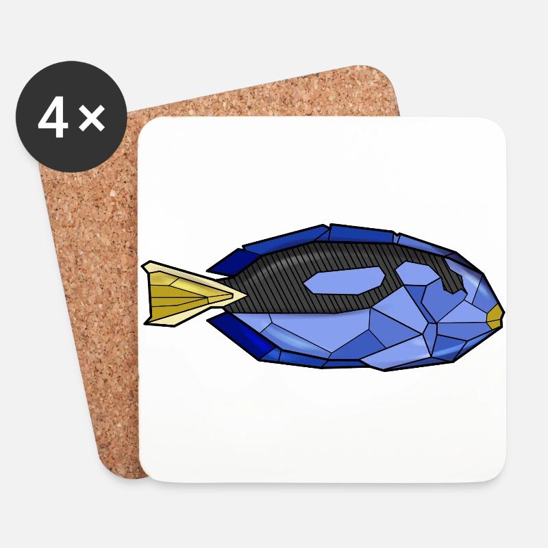 Geometrisch Doktorfisch - Untersetzer (4er-Set) - Weiß