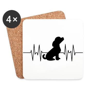 Chien - Dessous de verre (lot de 4) - blanc - Devant