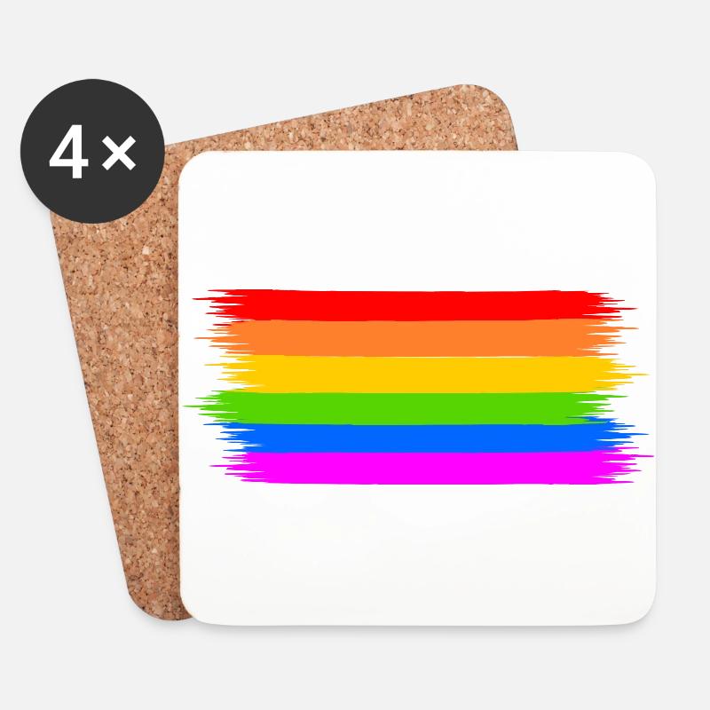 Regenbogen Regenbogenfahne - Untersetzer (4er-Set) - Weiß