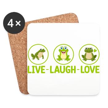 LIVE LAUGH LOVE- Frosch Tshirt - Untersetzer (4er-Set) - Weiß - Vorne