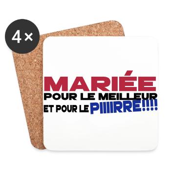 mariée humour - Dessous de verre (lot de 4) - blanc - Devant