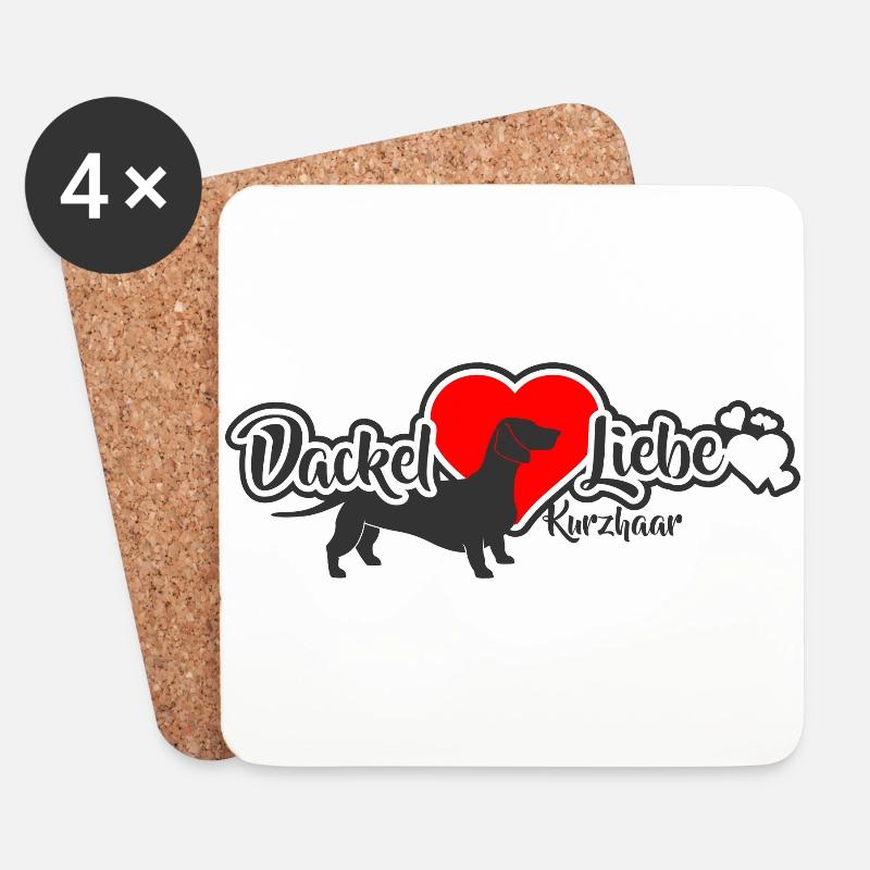 DackelLiebe Kurzhaar Dackel - Untersetzer (4er-Set) - Weiß