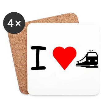 I love train train railroad - Coasters (set of 4) - white - Front
