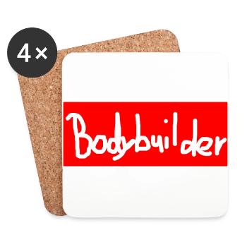 Bodybuilder Schriftzug - Untersetzer (4er-Set) - Weiß - Vorne