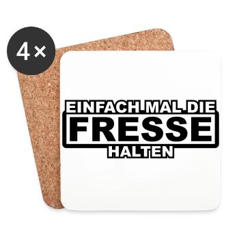 Einfach mal die Fresse Halten Umrandung - Untersetzer (4er-Set) - Weiß - Vorne