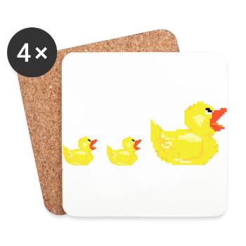Pixel ducks family mother chicks kid gift - Coasters (set of 4) - white - Front