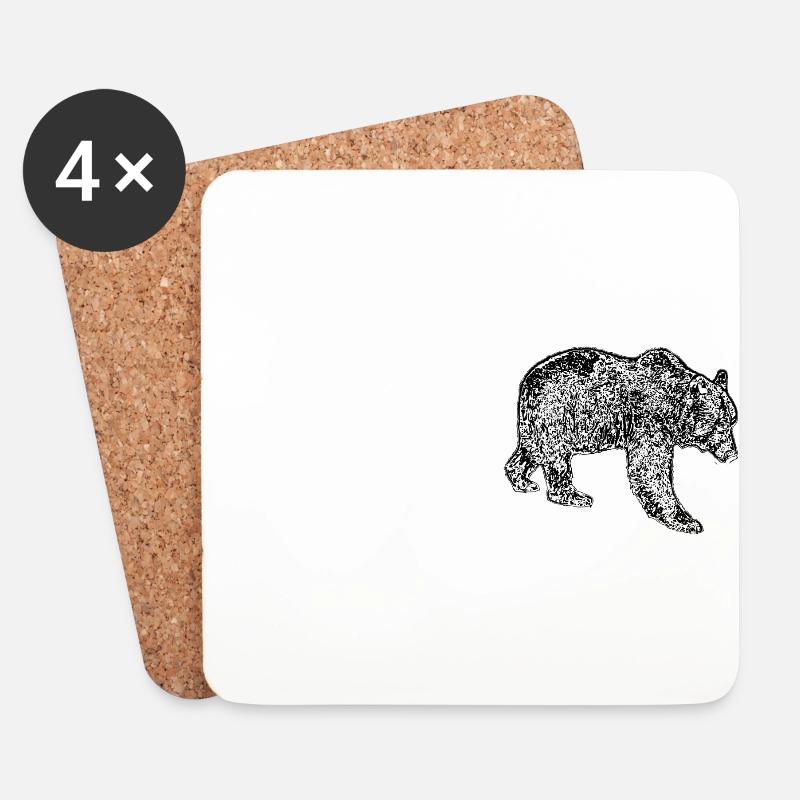 Bär - Untersetzer (4er-Set) - Weiß