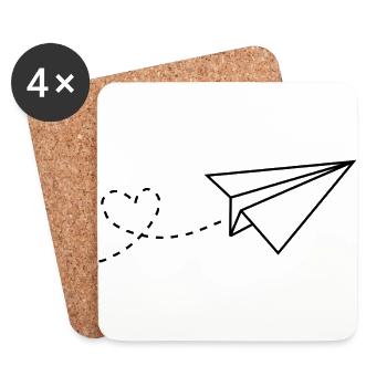 Plan de papier de coeur - Dessous de verre (lot de 4) - blanc - Devant