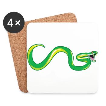 Giftschlange grüne Mamba Schlange zeigt Giftzähne - Untersetzer (4er-Set) - Weiß - Vorne