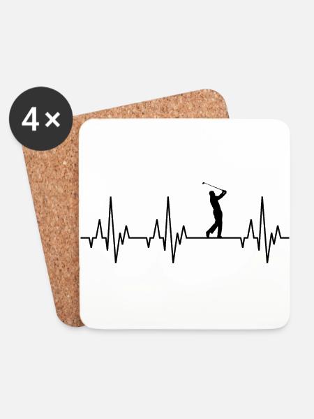 Herzschlag EKG Golf Golfer Golfspieler Golfplatz - Untersetzer (4er-Set) - Weiß