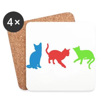 Katzen - Untersetzer (4er-Set) - Weiß - Vorne