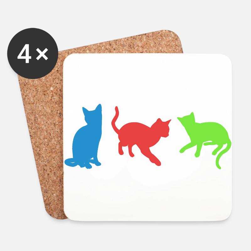 Katzen - Untersetzer (4er-Set) - Weiß