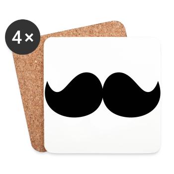 moustache - Dessous de verre (lot de 4) - blanc - Devant