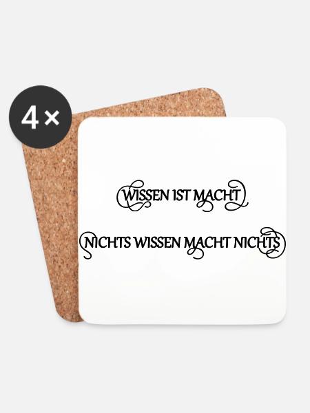 Wissen Macht - Untersetzer (4er-Set) - Weiß
