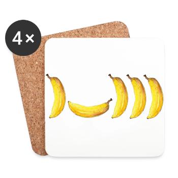 5 Bananen - Untersetzer (4er-Set) - Weiß - Vorne