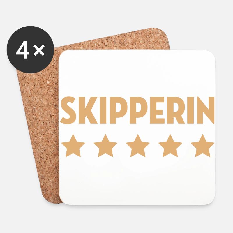 Skipper / Skipperin / Segeln / Windsurfen / Boot - Untersetzer (4er-Set) - Weiß