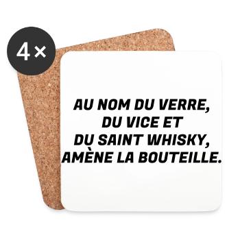 Alcool / Humour / Alcoolo / Alcolo / Apéro / Fête - Dessous de verre (lot de 4) - blanc - Devant