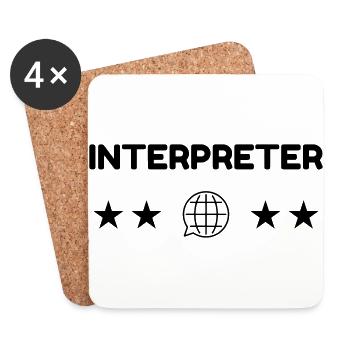 Interpreter Dolmetscher Translation Interprète - Coasters (set of 4) - white - Front