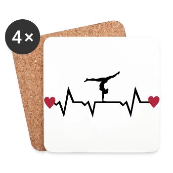 Gymnast, Gymnastics, Heartbeat & Hearts - Coasters (set of 4) - white - Front