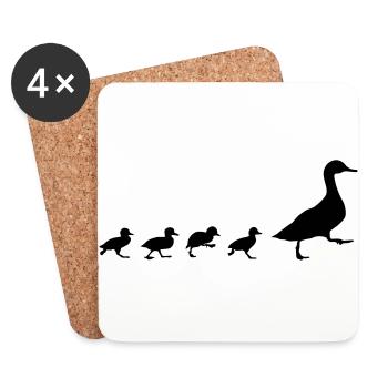 Duck and 4 chicks (super cheap!) - Coasters (set of 4) - white - Front