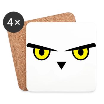 Owl, eyes, bird - Coasters (set of 4) - white - Front