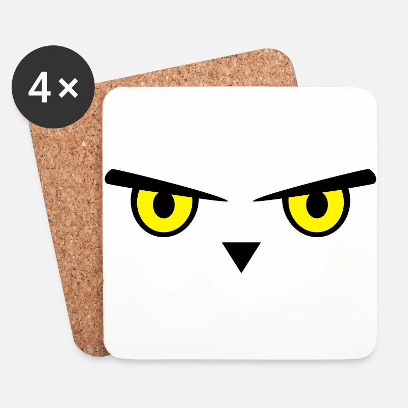 Eule, Augen, Emoji - Untersetzer (4er-Set) - Weiß