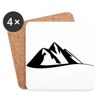 Berg Silhouette Gebirge Wandern Schnee Gipfel Eis - Untersetzer (4er-Set) - Weiß - Vorne