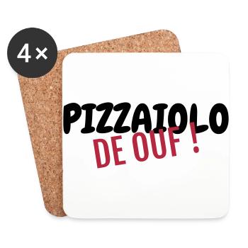pizza / pizzaiolo / chef / italie / pizzaiola - Dessous de verre (lot de 4) - blanc - Devant
