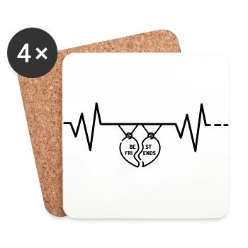 Heartbeat friendship heart chain Best Friends - Coasters (set of 4) - white - Front