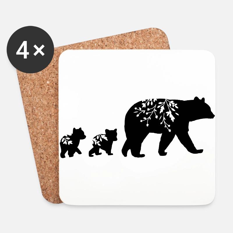 Mama Bär Papa Bär - Untersetzer (4er-Set) - Weiß