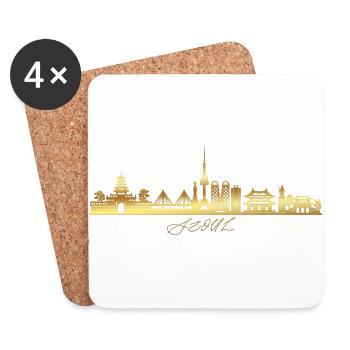 Séoul, Corée - Dessous de verre (lot de 4) - blanc - Devant