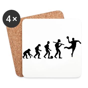 Evolution Handball; Anti-Fußball - Untersetzer (4er-Set) - Weiß - Vorne