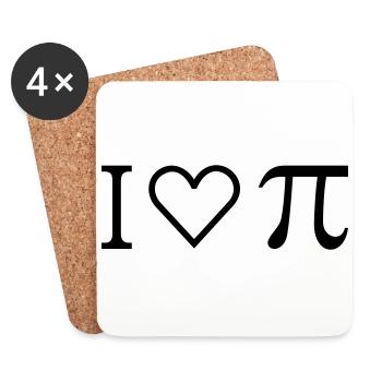 I heart PI (1c) - Dessous de verre (lot de 4) - blanc - Devant