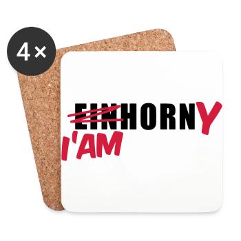 Mallorca T-Shirt Einhorn I'am Horny Shirt - Untersetzer (4er-Set) - Weiß - Vorne